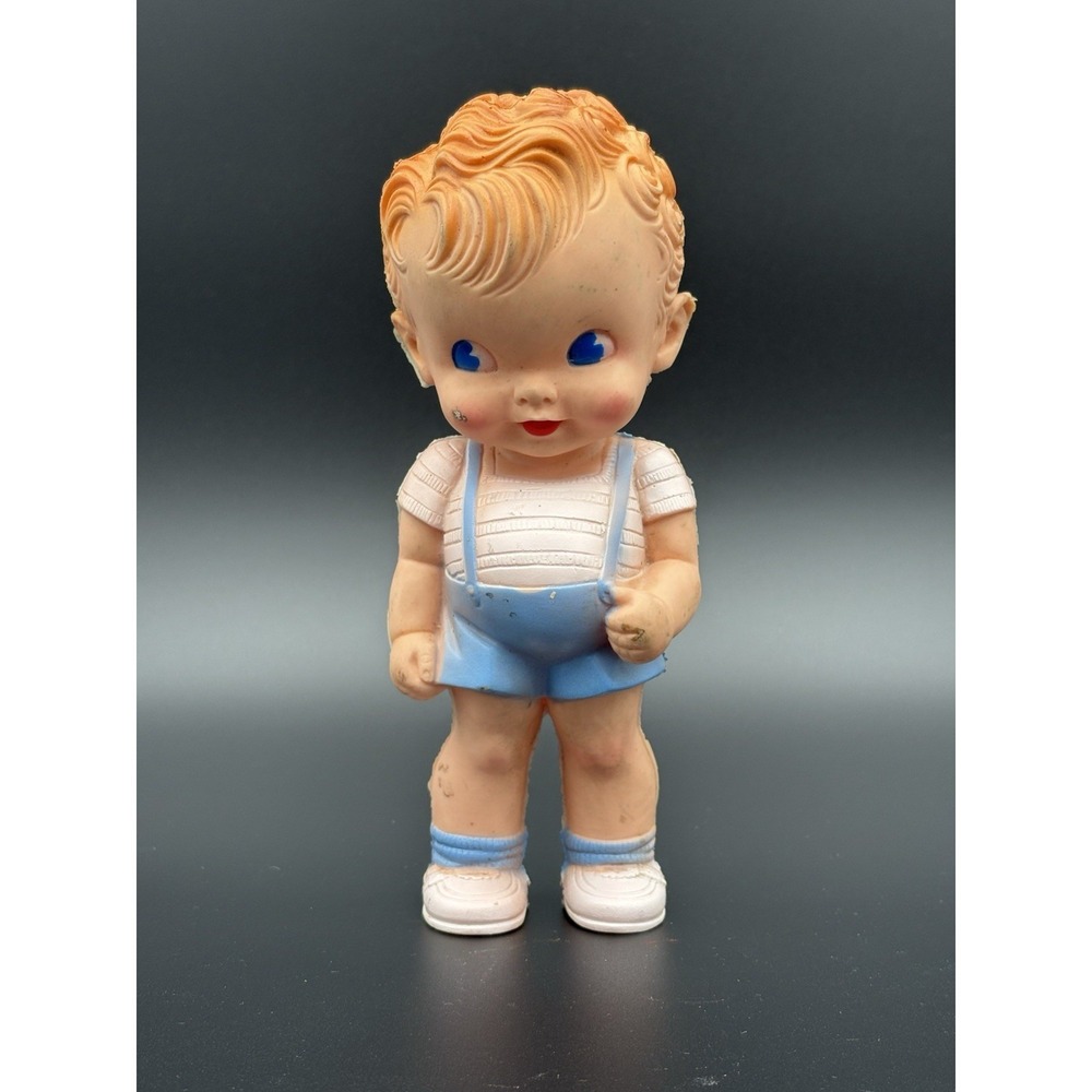 Vintage 1950s Ruth E Newton Sun Rubber Co Squeak Doll Boy Blue Shorts 8"